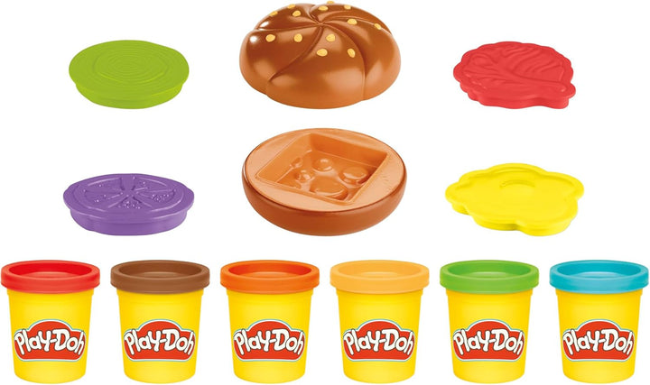Play-Doh Burger Spielset, Bastel-Set für Mädchen und Jungen ab 3 Jahren, Kochspielzeug für Kunst & H