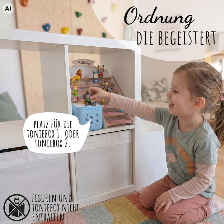 Tonie Regal für IKEA KALLAX mit Toniebox-Platz – magnetisches Tonieregal für ca. 50 Toniefiguren Fla