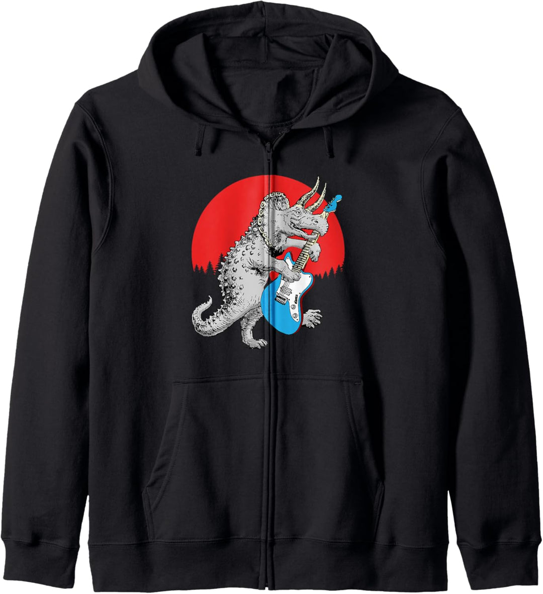 Guitarsaurus! Funny Triceratops Dinosaur Electric Guitar Kapuzenjacke
