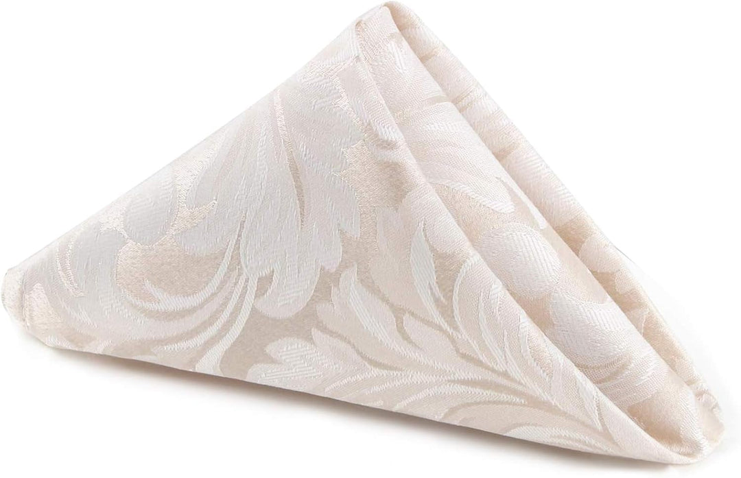 EHouseHome Damast-Servietten, Jacquard, wasserdicht, auslaufsicher, Polyester, Beige, 12 Stück, 43,2