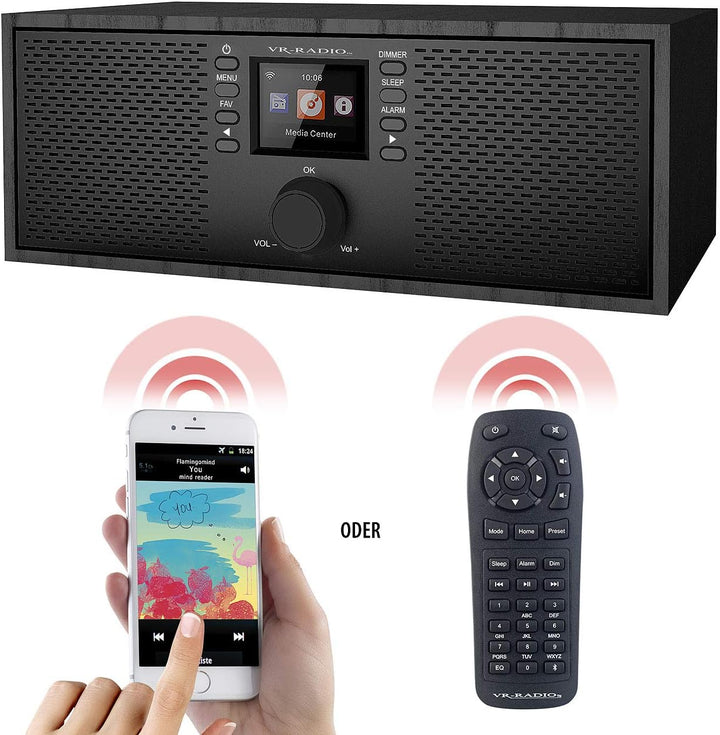 VR-Radio Radio: Stereo-WLAN-Internetradio, Farb-Display, 12 W, Bluetooth 5, Fernbed. (WLAN Lautsprec
