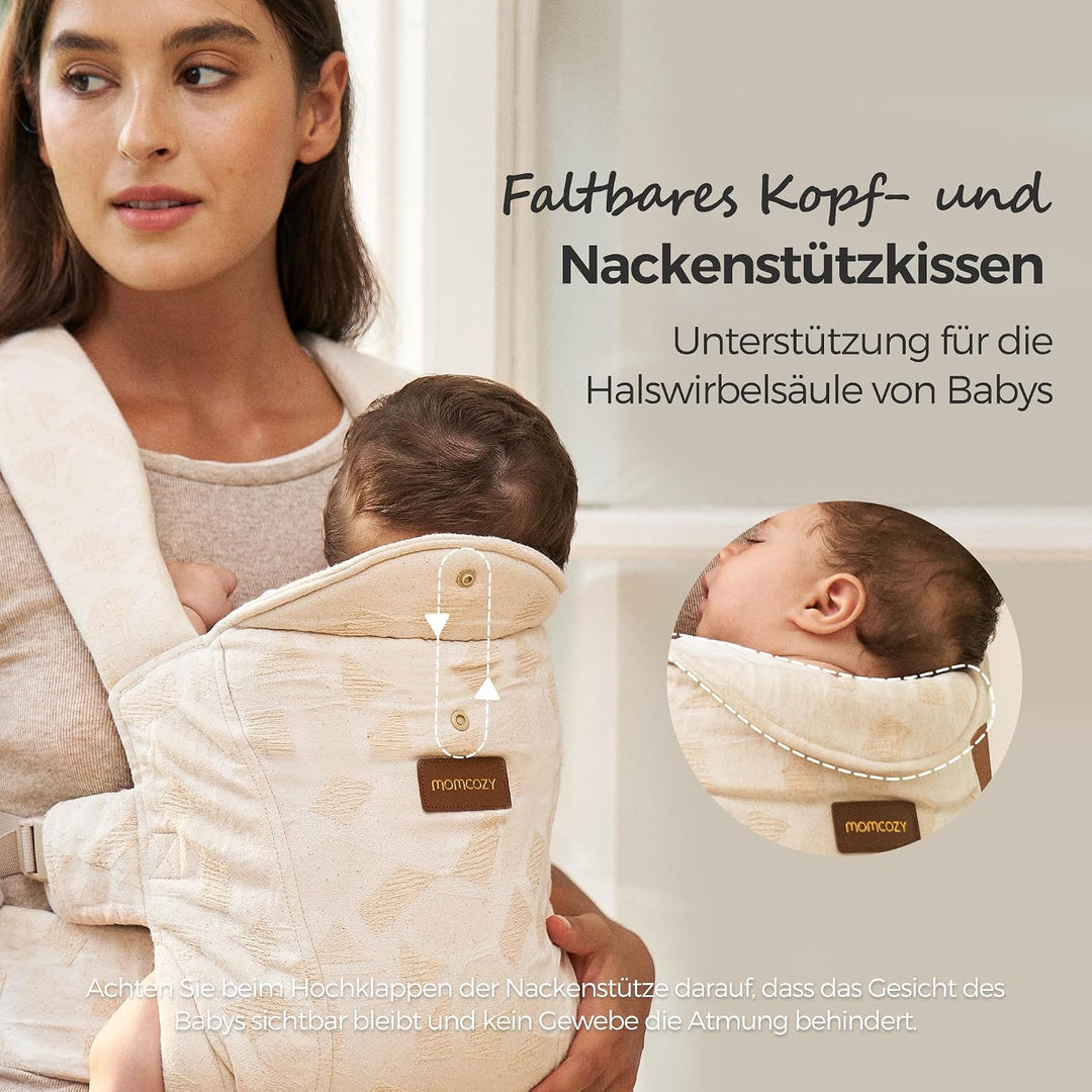 Momcozy Babytrage für Neugeborene ab Geburt 3–11 kg Aprikose, Aprikose