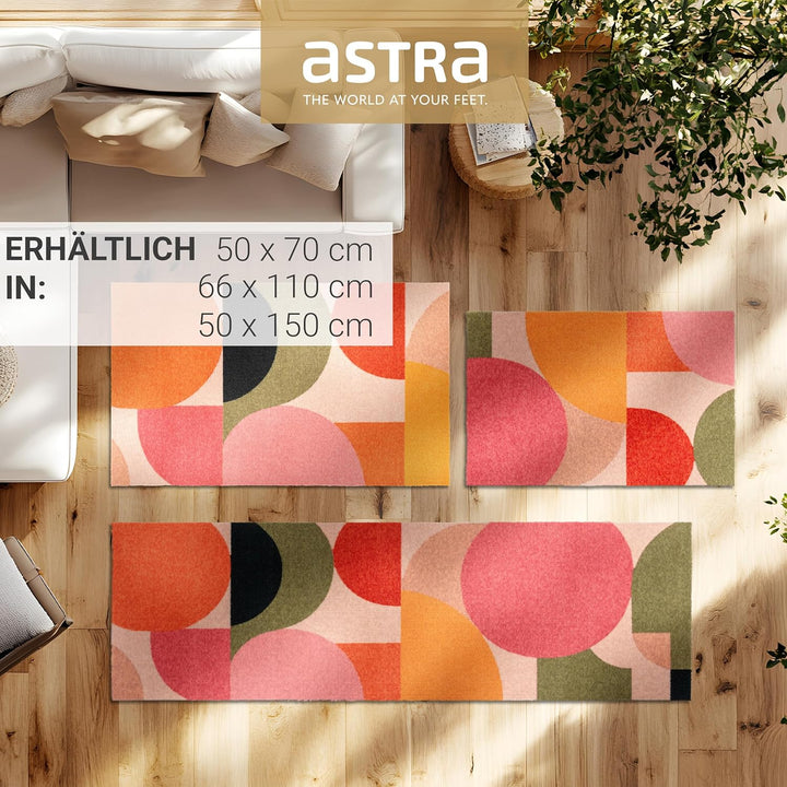 Astra rutschfeste Sauberlaufmatte innen - Grafik bunt 66 x 110 cm - Wohnraum Fussmatte Design - Extr