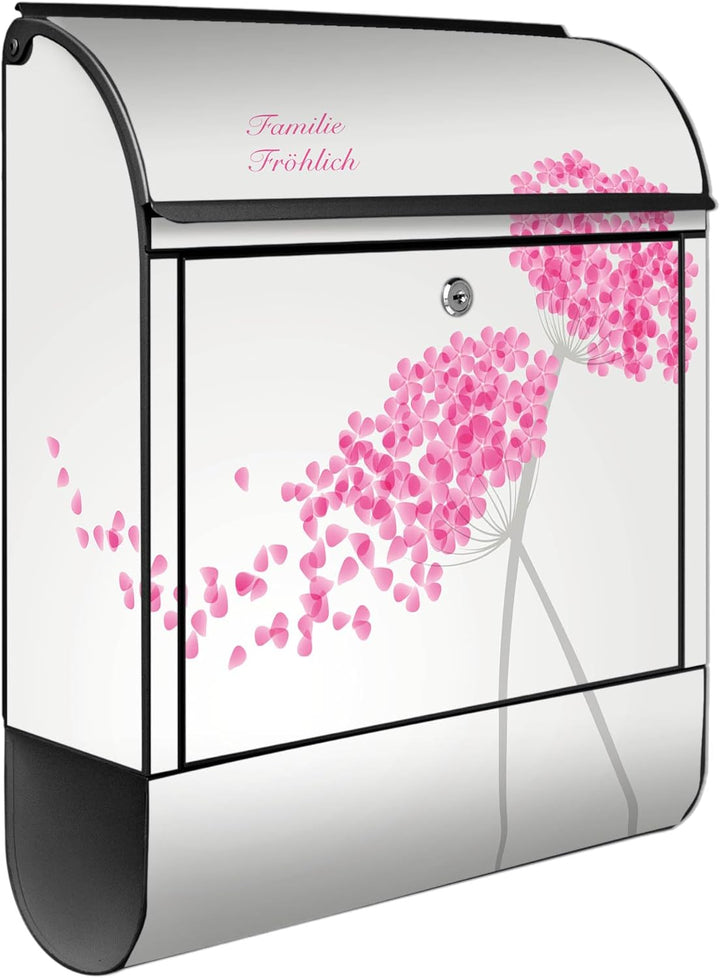 banjado Design Briefkasten personalisiert 38,5x46,5x13cm & 2 Schlüssel - Briefkasten Stahl Schwarz Z