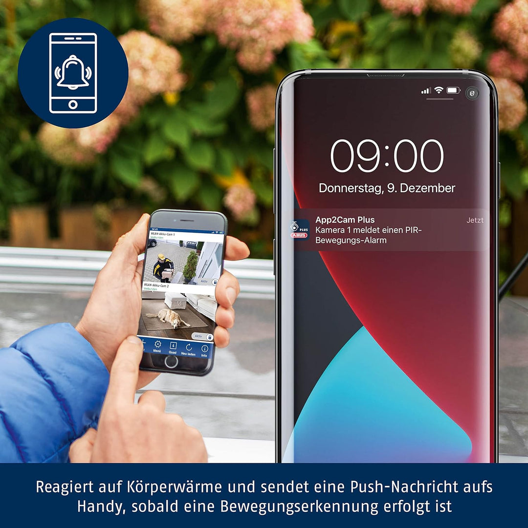ABUS WLAN Zusatz Akku Cam (PPIC90520B) - komplett kabellose Überwachungskamera mit Push-Nachricht be