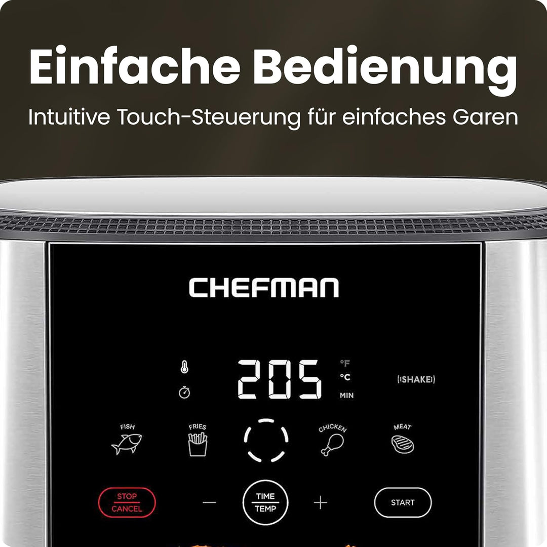 Chefman TurboFry Touch Heissluftfritteuse, XL 7.6-L Familiengrösse, One-Touch Digitale Voreinstellun