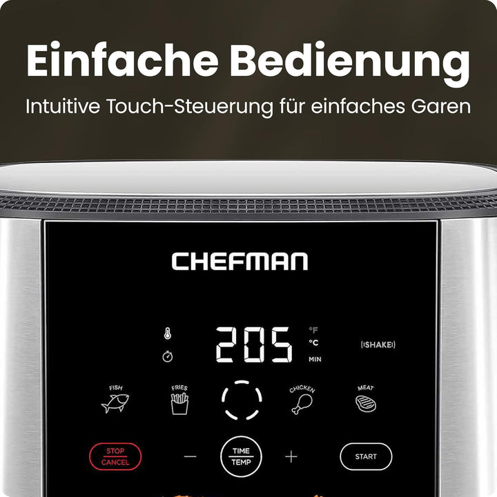 Chefman TurboFry Touch Heissluftfritteuse, XL 7.6-L Familiengrösse, One-Touch Digitale Voreinstellun
