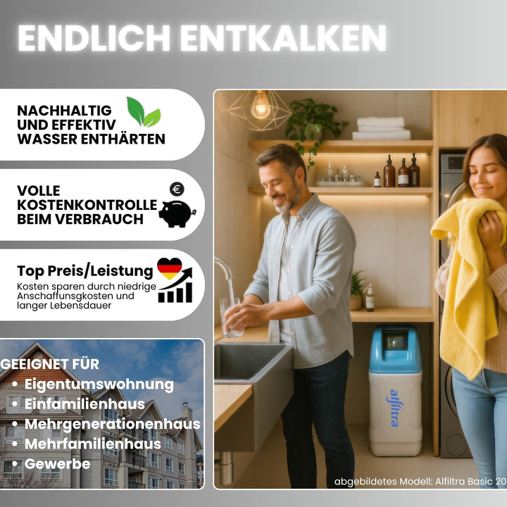 ALFILTRA Wasserenthärtungsanlage - Basic 60 - Kompakte Entkalkungsanlage für weiches Wasser, Salzspa