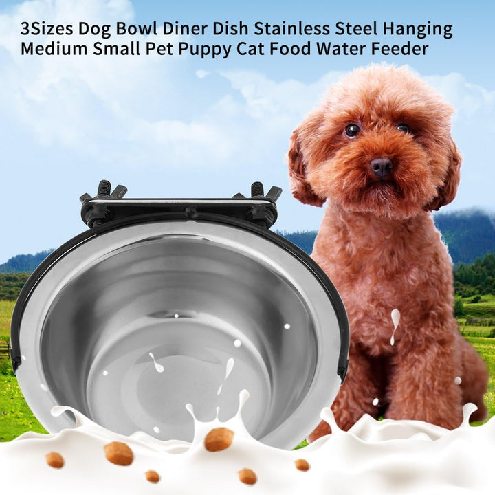 Hundenäpfe, Edelstahl Hängen Pet Bowl Food Water Feeder für mittlere kleine Hunde Welpen Katze [L] N