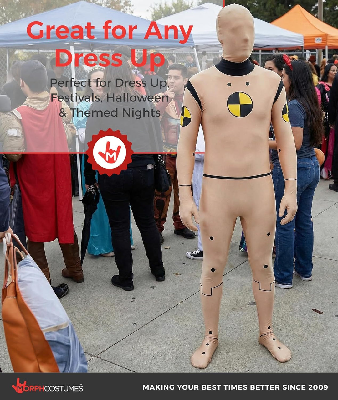 Morphsuits Offizielles Crash Test Dummy Kostüm, Kostüm Herren, Halloween, Halloween XL, XL