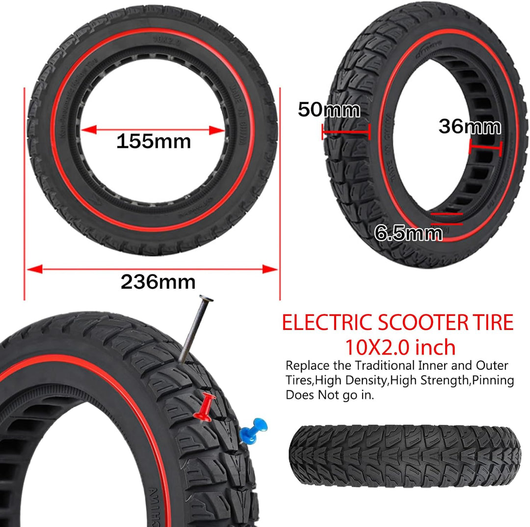 10 Zoll Scooter Reifen Ersatzreifen Scooter Vollgummireifen, Scooter Offroad-Reifen, e-Roller Gummir