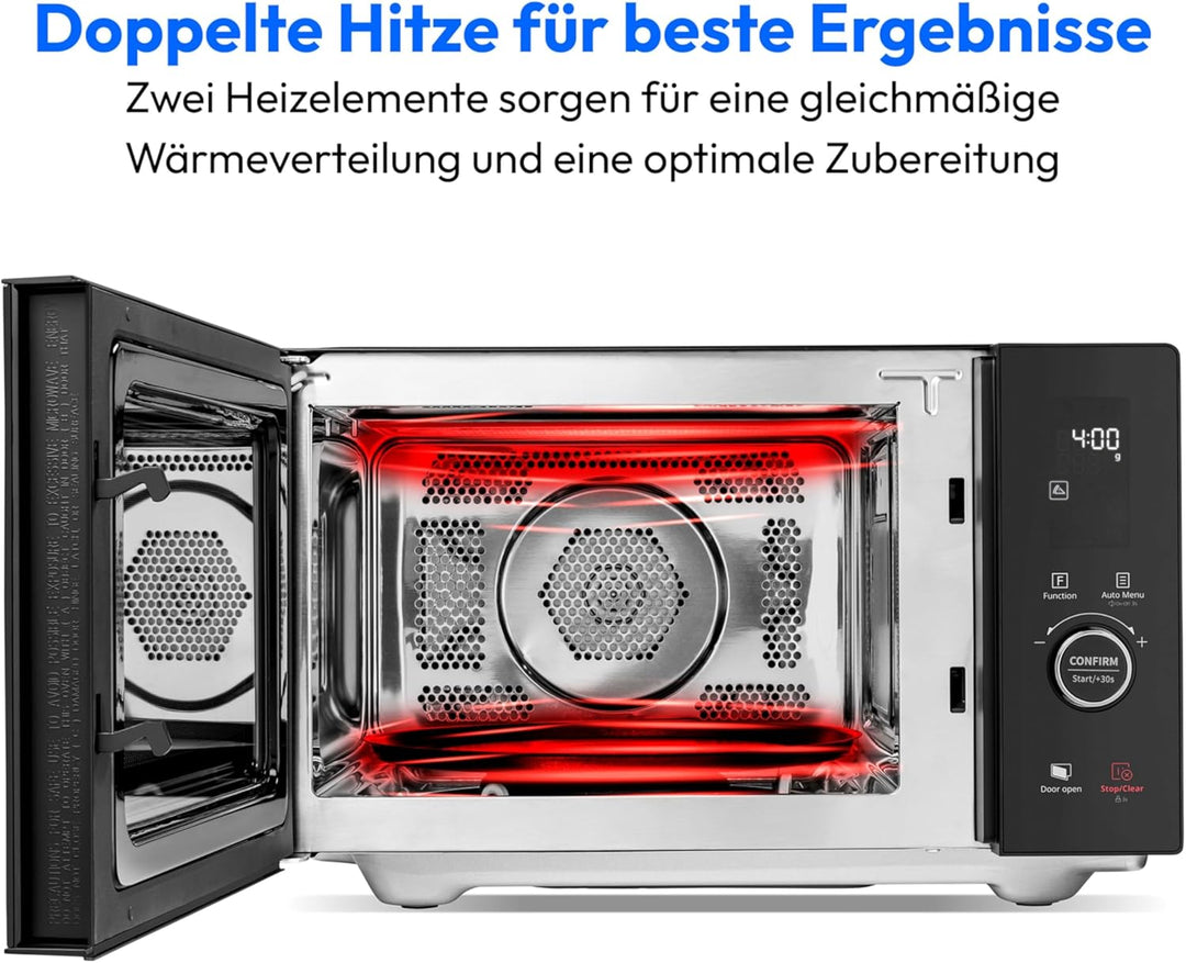 MEDION Mikrowelle mit Grill und Heissluft (25 Liter, 900 Watt, 1100 W Obergrill & 500 W Untergrill,