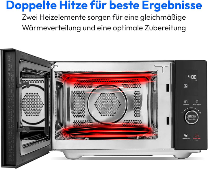 MEDION Mikrowelle mit Grill und Heissluft (25 Liter, 900 Watt, 1100 W Obergrill & 500 W Untergrill,
