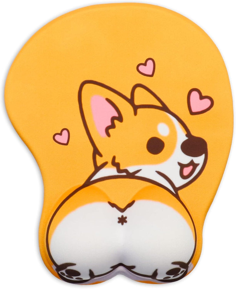 AOKSUNOVA 3D Mauspad mit Gelkissen Ergonomisches Mousepad mit Gel Handauflage Corgi Hund MI-100, MI-