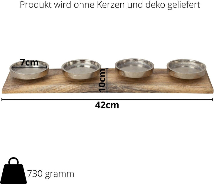 Adventskranz Holz für 4 Stumpenkerzen Advent Kerzenhalter länglich modern Kerzenständer Adventskranz