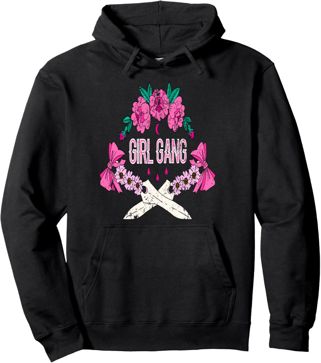 Rosa Blumen Girl Gang Pullover Hoodie