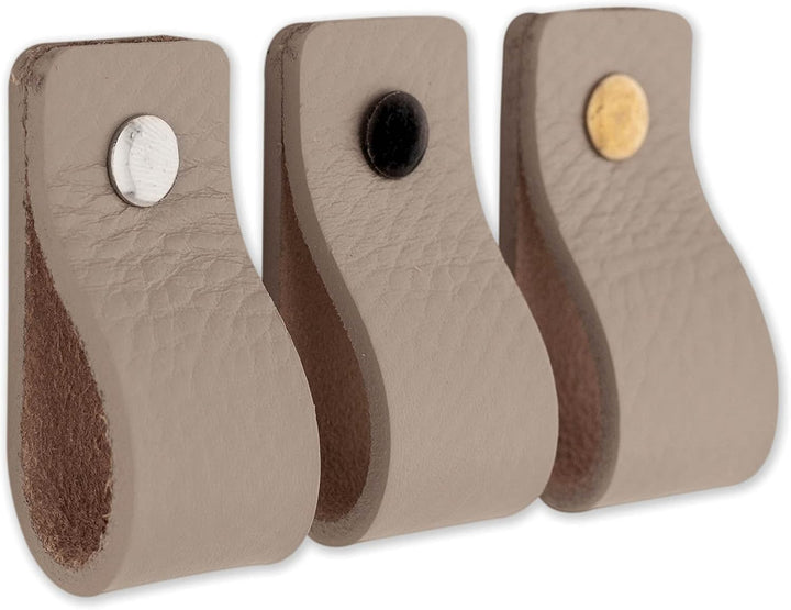 Brute Strength - Ledergriffe für Möbel - Hellgrau - 6 Stück - 12,5 x 2,5 cm - Schrankgriff, Türgriff