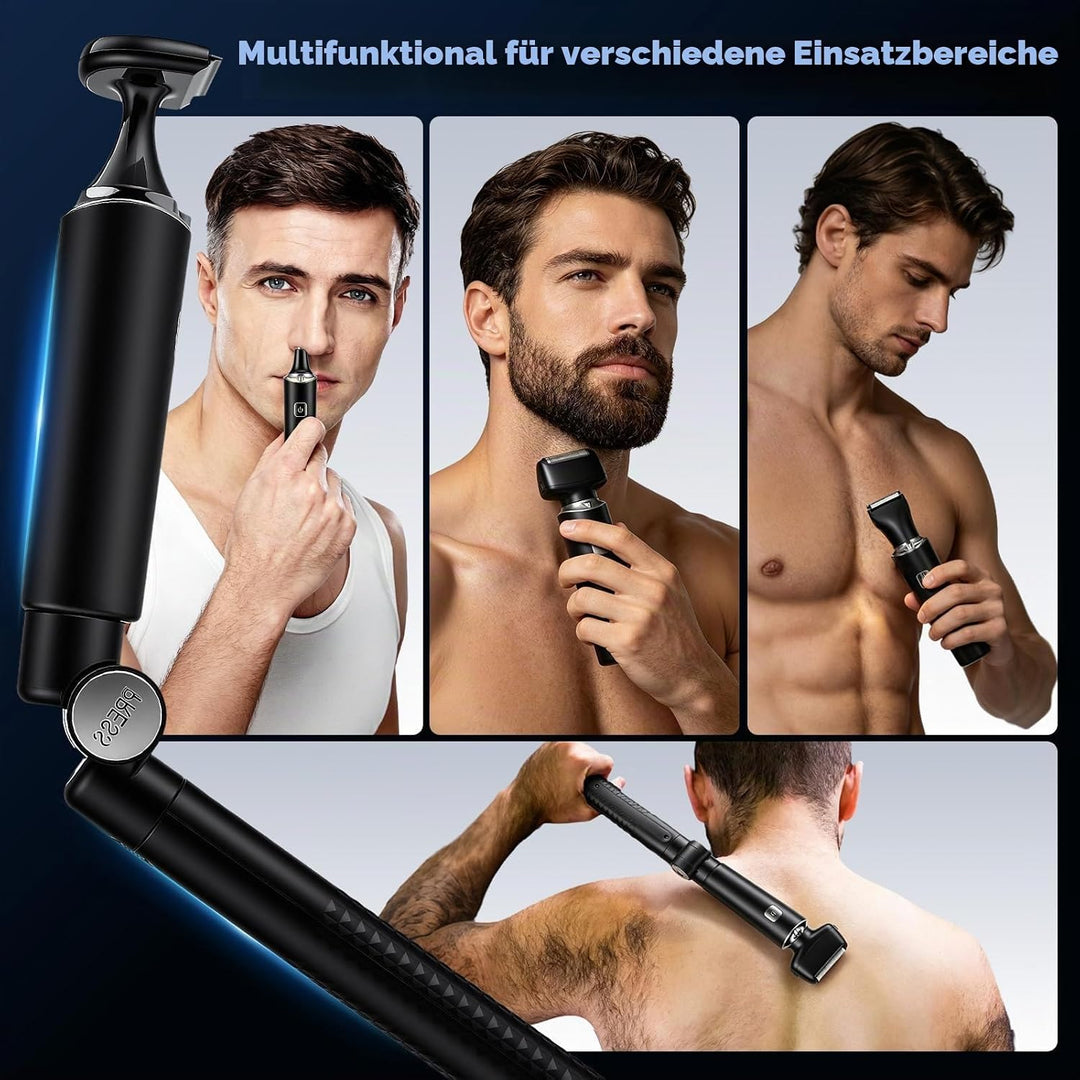 5 in 1 Bodygroom Herren Sets, Elektrisch Rückenrasierer Herren Mens mit Faltbarem Verlängerung Grif,