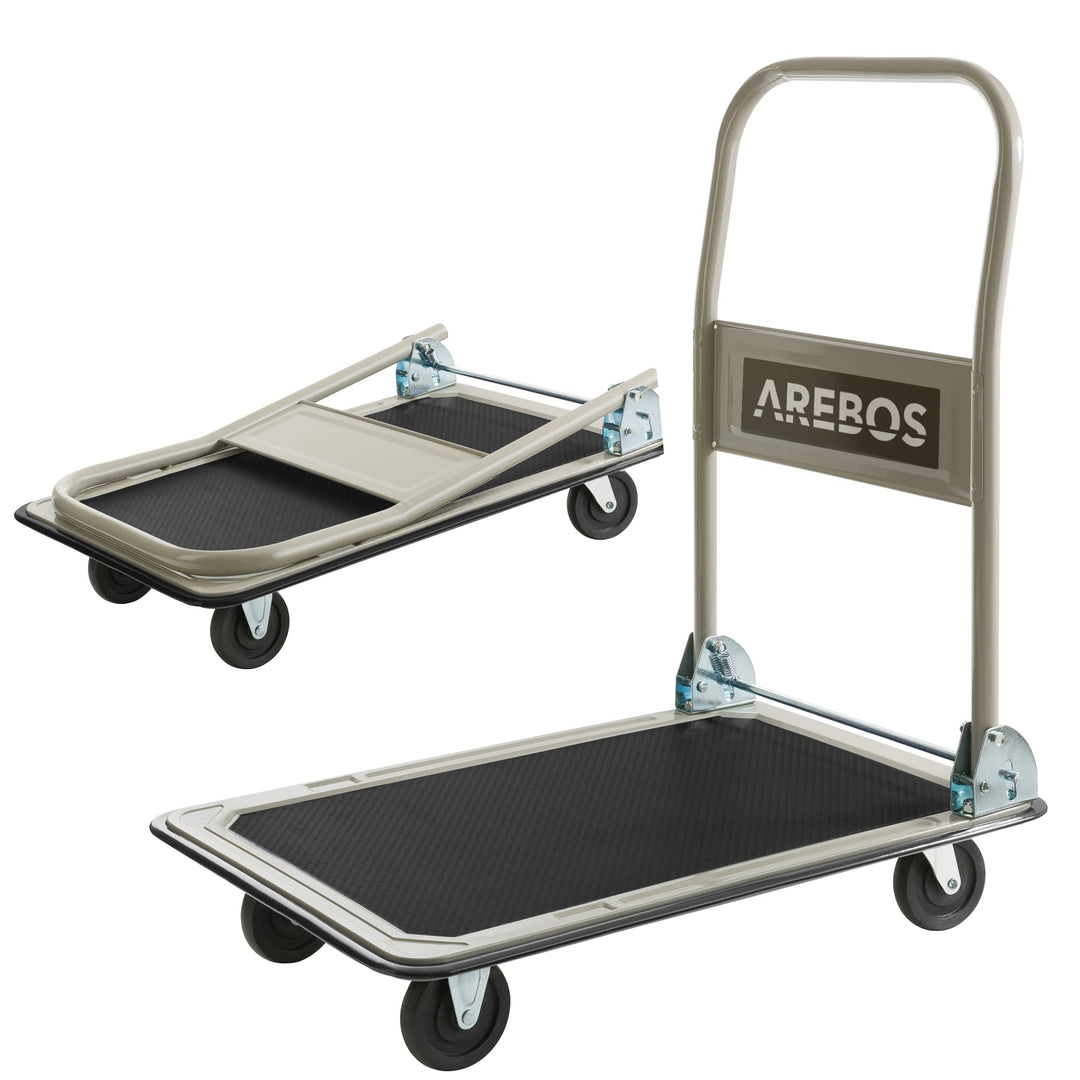 Arebos Plattformwagen Transportwagen Lagerwagen klappbar | 150kg Tragkraft | Lastenwagen | Transport