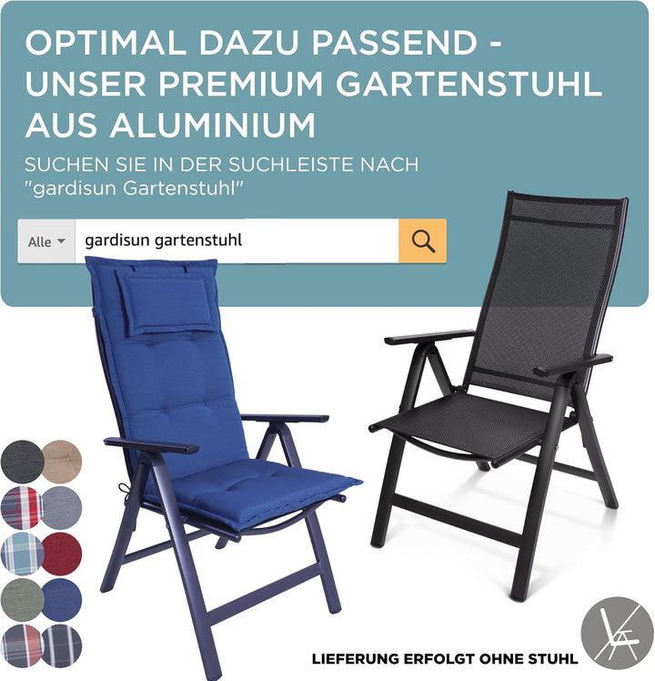 Gartenstuhlauflagen Hochlehner mit Kopfteil I Extra Dicke Sitzauflagen I Made in Europe I Polsterauf