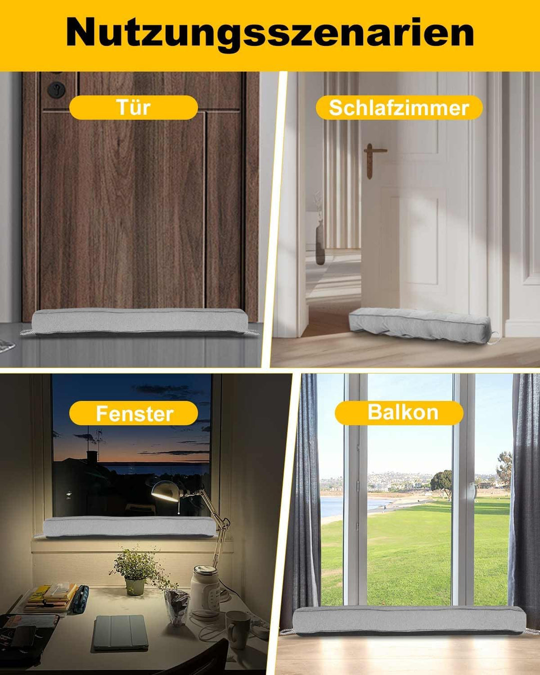 Zugluftstopper für Türen, 100cm Zugluftstopper Fenster, 1.1KG Schwerer Windstopper, Anti-Rutsch Türz