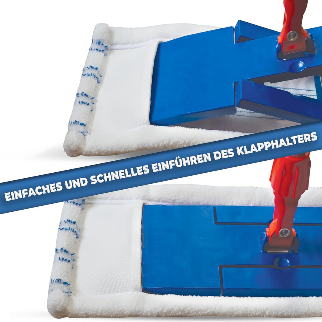 3X Premium Wischmopp mit Abrasiv-Streifen – Profi Bodenwischer Ersatz-Bezüge für handelsübliche 40cm