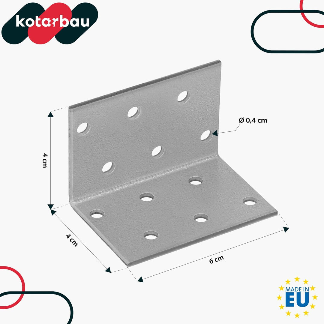 KOTARBAU Winkelverbinder 40 x 40 x 60 x 2 mm mit Stahl Bauwinkel Montagelöcher Möbelverbinder Verzin