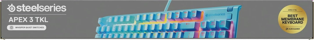 SteelSeries Apex 3 TKL Aqua RGB Gaming-Tastatur – Kompakter Tenkeyless-Formfaktor – 8-Zonen-RGB-Bele
