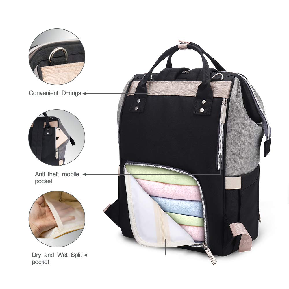 Pipibear Wickelrucksack Wickeltasche Grau-schwarz