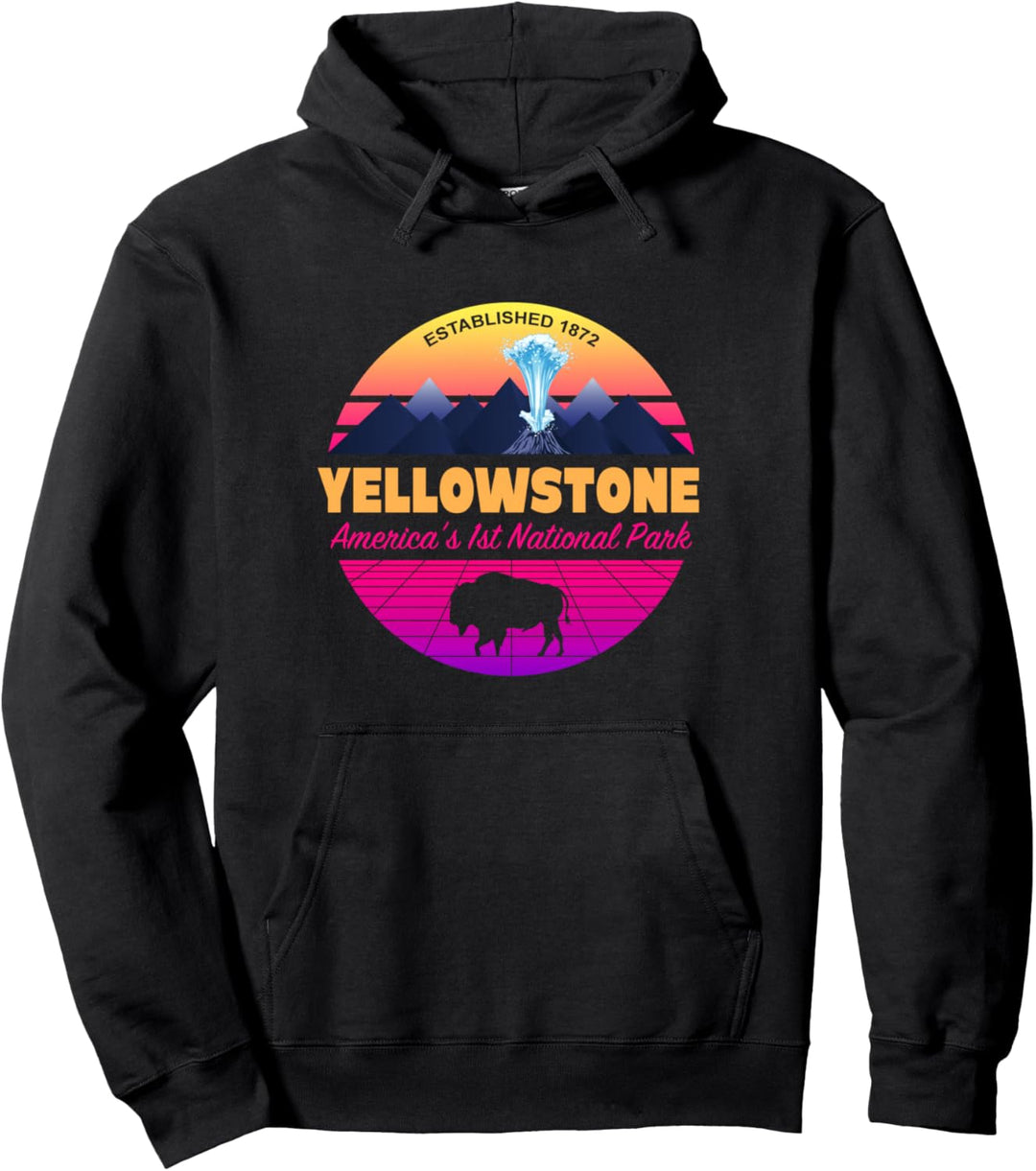 Yellowstone National Park Retro 80er Jahre Retrowave Vaporwave Pullover Hoodie