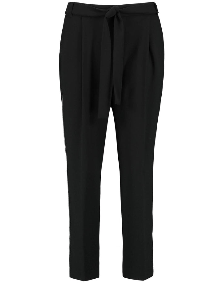 Taifun Damen Paperbag Hose mit Bindegürtel Peg Leg Hose, Businesshose Hose Tuch/Kombi verkürzt unifa