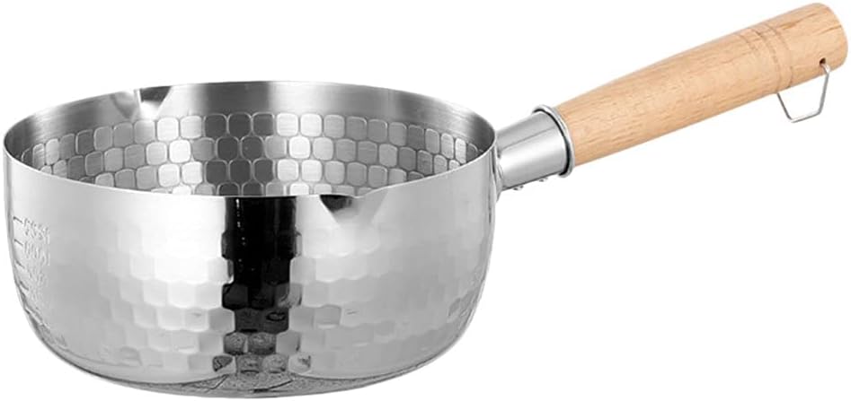 DOITOOL Yukihira-Pfanne aus Edelstahl, traditionell, japanischer Stiel, mit Holzgriff, Milchtopf für