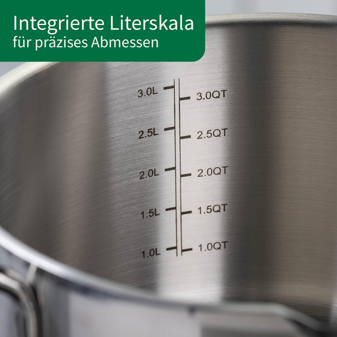 Chefkoch trifft Fackelmann Kochtopf-Set mit Glasdeckel Ø16 & 24cm – Aus Premium Edelstahl mit Alumin