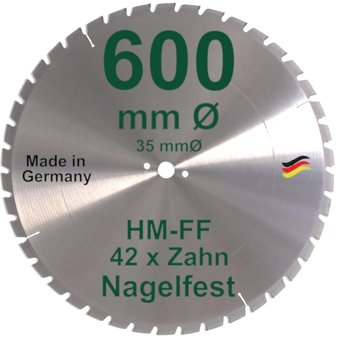 HM Sägeblatt 600 x 35 mm NAGELFEST FF Hartmetall FSP Kreissägeblatt 600mm für Bauholz Brennholz Scha