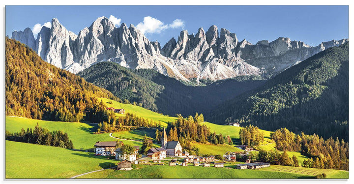 Glasbilder Wandbild Glas Bild einteilig 100x50 cm Querformat Alpen Landschaft Berge Natur Italien Sa