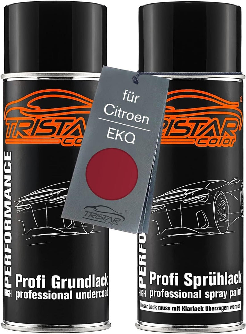 TRISTARcolor Autolack Spraydosen Set für Citroen EKQ Rouge Lucifer Nacre/Luzifer Rot Metallic Grundl