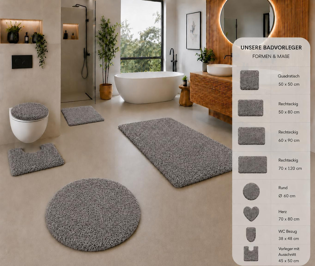 Brandsseller Badematte 70x120 cm Badvorleger Badteppich Badezimmerteppich Duschvorleger Grau