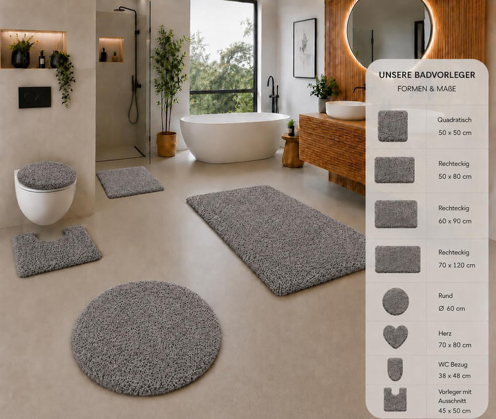 Brandsseller Badematte 70x120 cm Badvorleger Badteppich Badezimmerteppich Duschvorleger Grau