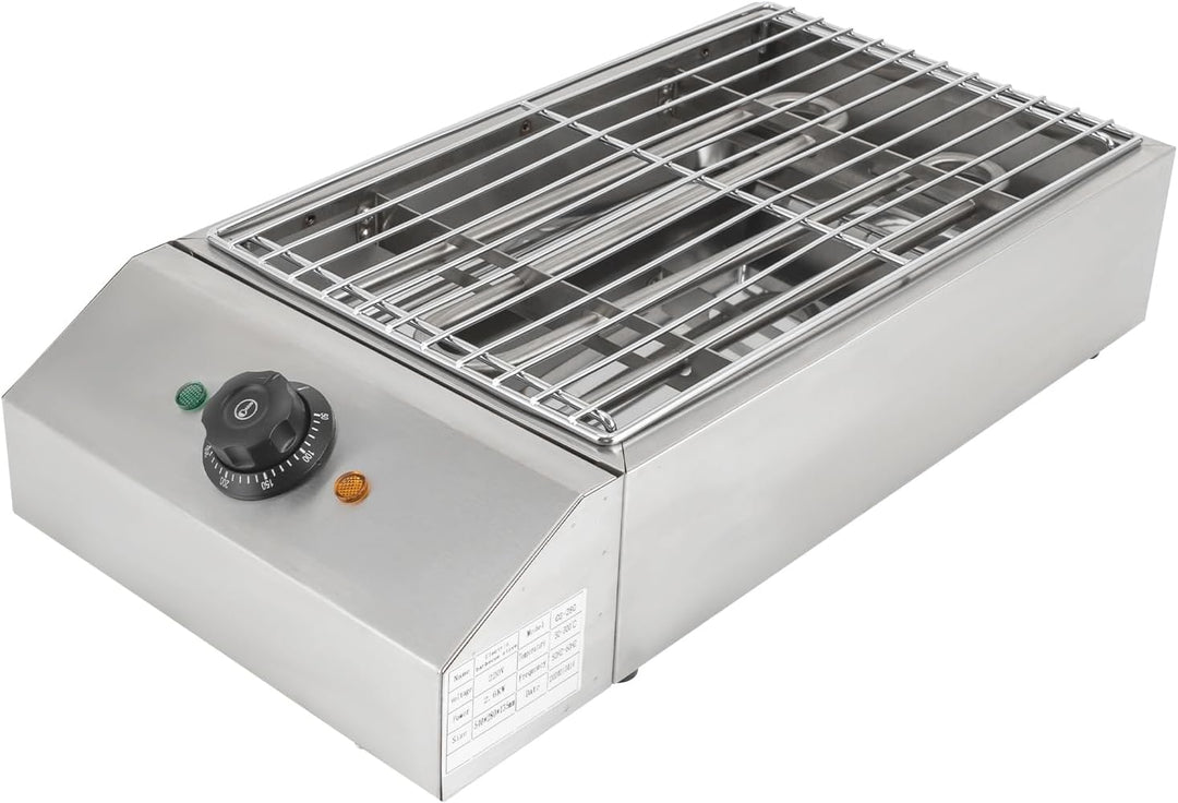 2600W Elektrischer Grillkocher Tischgrill Elektrisch Barbecue Elektrogrill mit Abnehmbares Edelstahl