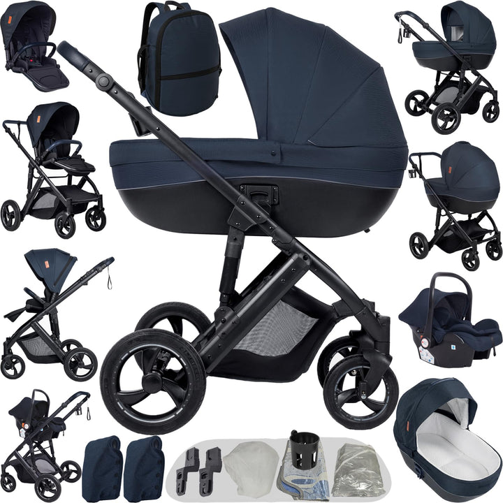 Kinderwagen 4 in 1, Buggy mit Umkehrbarem Zwei-Wege-Schub, Kombikinderwagen mit Faltbarem Tragbarem