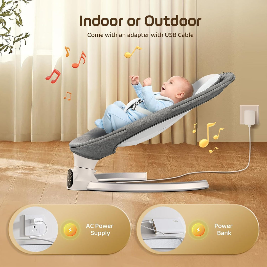 Hlieeosfcn Babywippe für Kinder,Babywippe Elektrisch mit 5 Natürlichen Schaukelgeschwindigkeiten,Ele