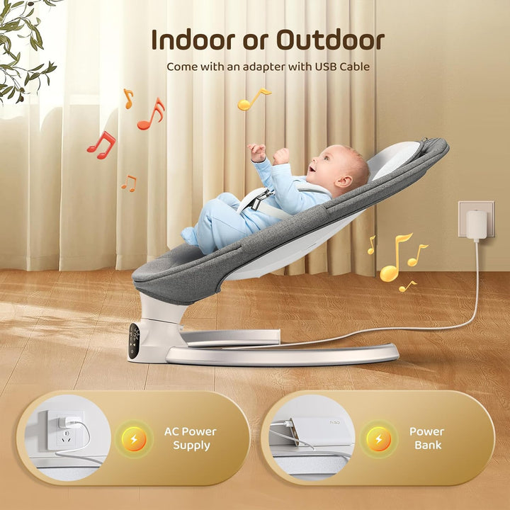 Hlieeosfcn Babywippe für Kinder,Babywippe Elektrisch mit 5 Natürlichen Schaukelgeschwindigkeiten,Ele