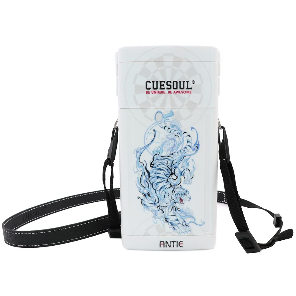 CUESOUL ANTIE Hard Dart Case, Hält 6 Steeldarts/Soft Tip Darts und zusätzliches Zubehör, mit Vier my