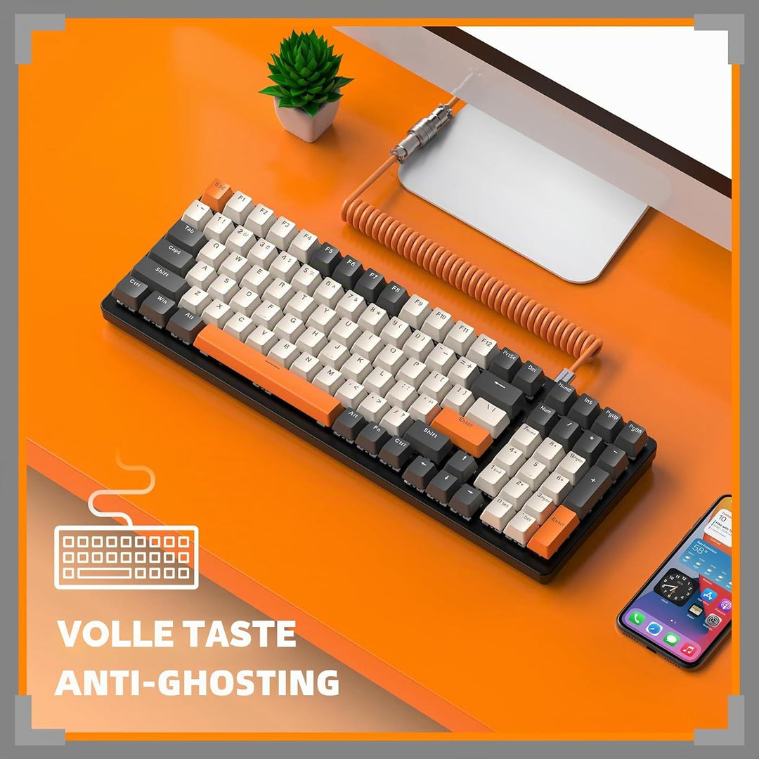 ZIYOU LANG K3 PRO Mechanische Gaming-Tastatur, RGB, schwarz beleuchtete, kabelgebundene Tastatur, ro