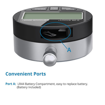 AUTOUTLET Digitale Messuhr 0.01/0.0005'', digitale Messuhr Messtaster 0-25.4mm/1'' Messbereich, mit