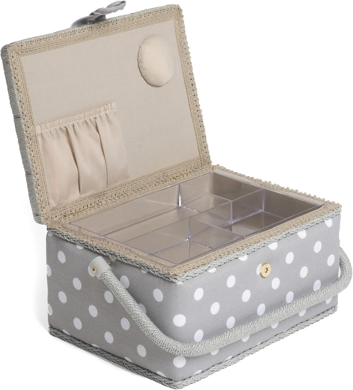 Hobbygift Nähkästchen, Baumwollmischung, Grauer Punkt, Mittelgross Grauer Fleck, Grauer Fleck