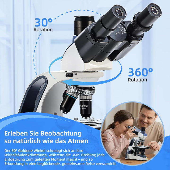 SWIFT SW380T Trinokulares Durchlicht Mikroskop 40X-2500X-Vergrösserung,Siedentopfkopf,Labor mikrosko