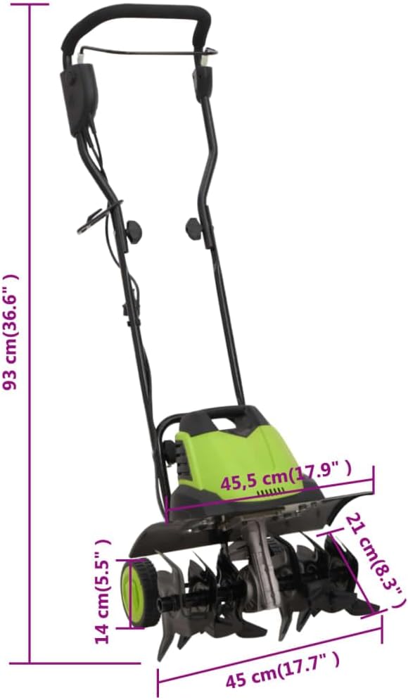 Elektrische Gartenfräse mit 6 Stahlfräsmessern 1500W Motorhacke Bodenfräse 45,5 cm Arbeitsbreite 24