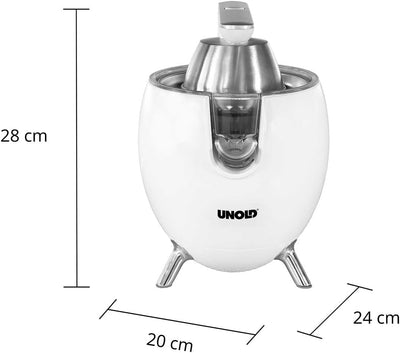 UNOLD 78130 ZITRUSPRESSE Power Juicy White für grosse und kleine Zitrusfrüchte, 300W Motor für perfe