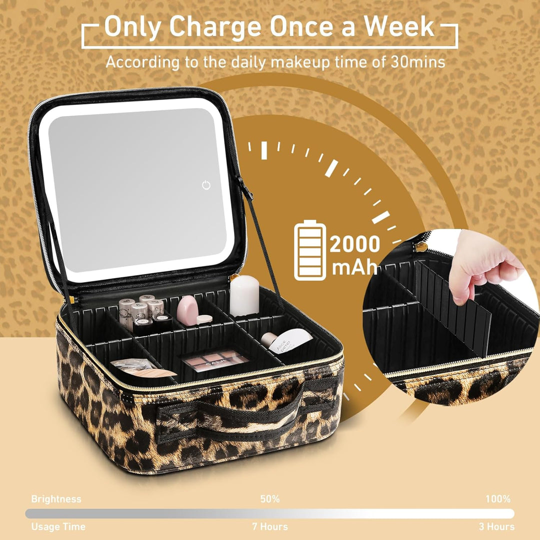 Reise-Makeup-Tasche Kosmetiktasche Make up Organizer Tasche mit grossen beleuchteten Spiegel 3 Farbe